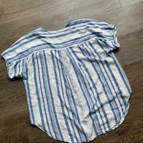 Caffé Marrakesh Striped Button Down Blouse Boho Chic Loose Flowy M - Picture 8 of 9